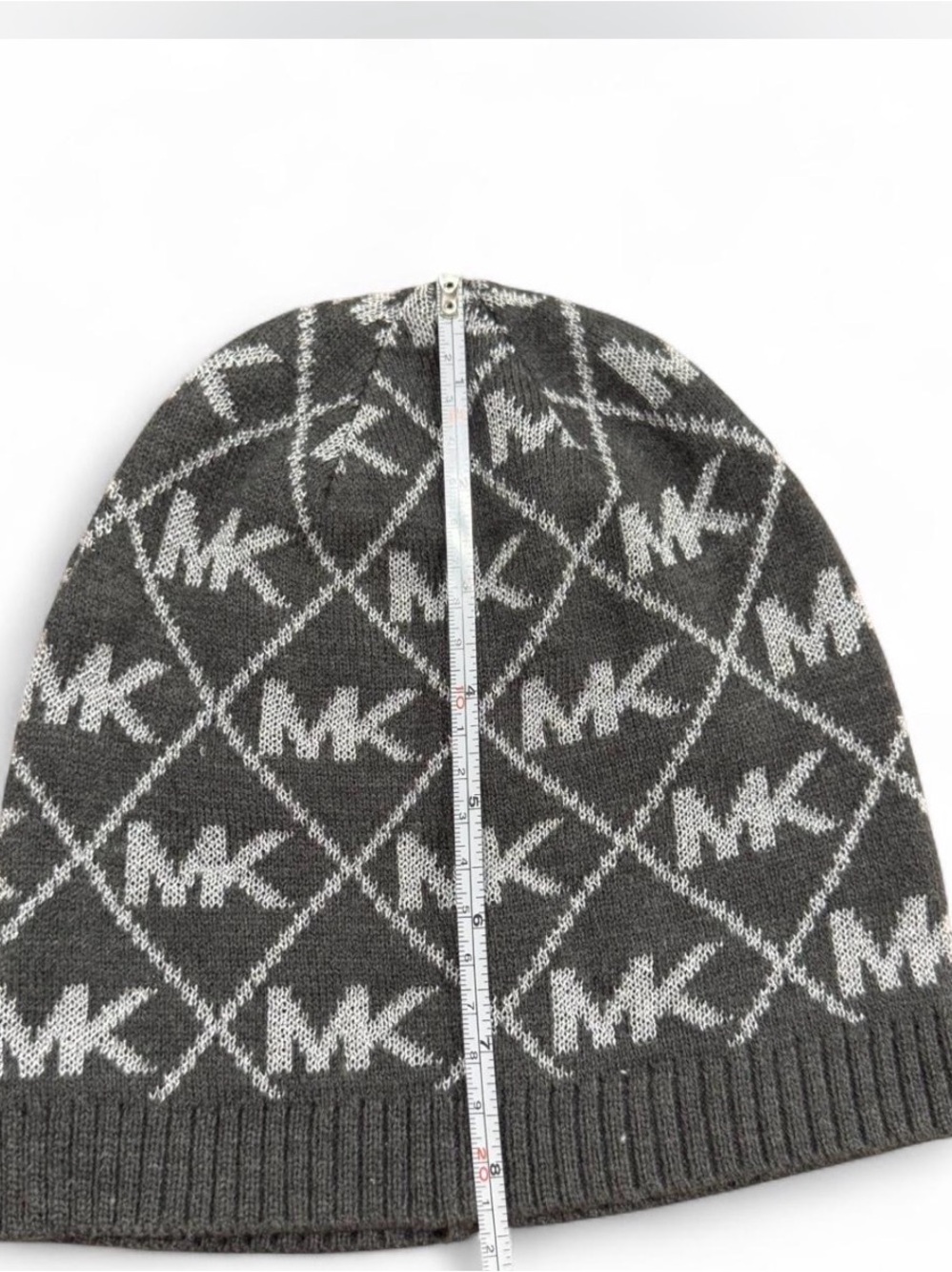 Michael Kors Charcoal & Light Gray MK Logo Knit Beanie - Picture 3 of 5